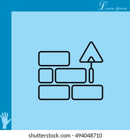 Vector line icons brickwork and building trowel