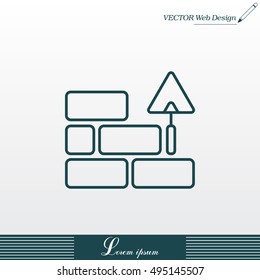 Vector line icons brickwork and building trowel