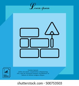 Vector line icons brickwork and building trowel