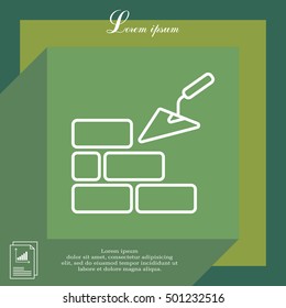 Vector line icons brickwork and building trowel