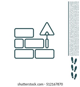 Vector line icons brickwork and building trowel