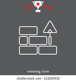 Vector line icons brickwork and building trowel