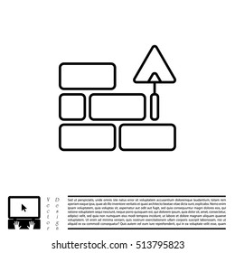 Vector line icons brickwork and building trowel