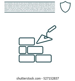 Vector line icons brickwork and building trowel