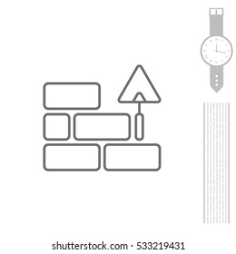 Vector line icons brickwork and building trowel