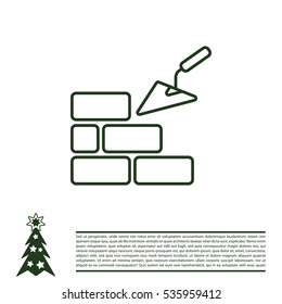Vector line icons brickwork and building trowel