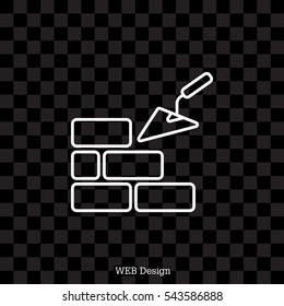 Vector line icons brickwork and building trowel