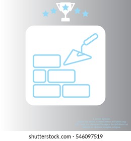 Vector line icons brickwork and building trowel