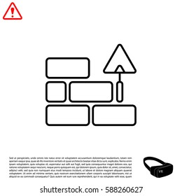 Vector line icons brickwork and building trowel