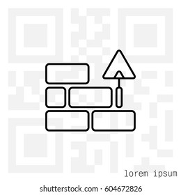 Vector line icons brickwork and building trowel