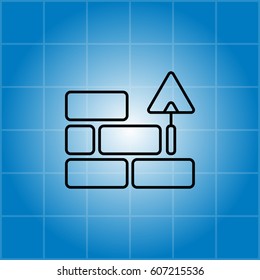 Vector line icons brickwork and building trowel