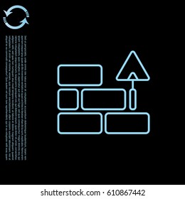 Vector line icons brickwork and building trowel