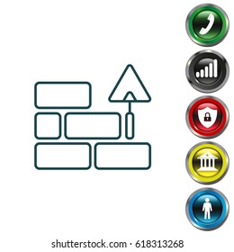 Vector line icons brickwork and building trowel