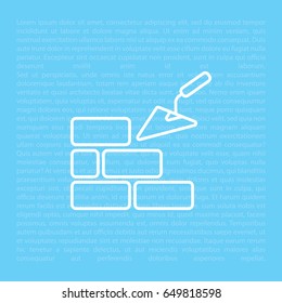 Vector line icons brickwork and building trowel
