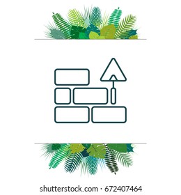 Vector line icons brickwork and building trowel