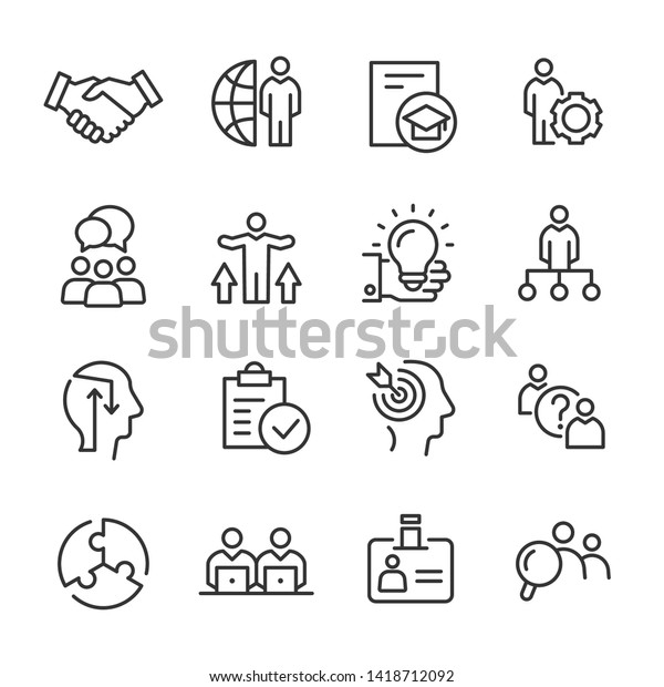 Vector Line icons of\
business consulting.