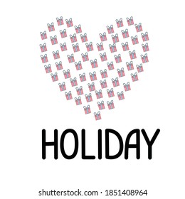 Vector line icons of christmas gift box with a firework. Cute illustration of red gift box, concept for boxing day sale.