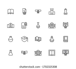 Vector line icons collection of academy. Vector outline pictograms isolated on a white background. Line icons collection for web apps and mobile concept. Premium quality symbols