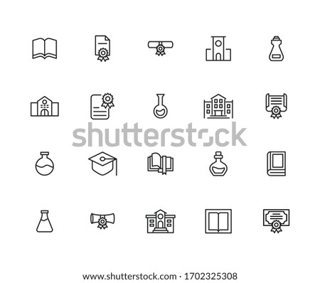 Vector line icons collection of academy. Vector outline pictograms isolated on a white background. Line icons collection for web apps and mobile concept. Premium quality symbols