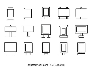 Vector line icons collection of advertisement. Vector outline pictograms isolated on a white background. Line icons collection for web apps and mobile concept. Premium quality symbols