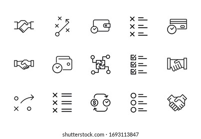 Colección de iconos de línea de vectores de ágiles. Pictogramas de contorno vectorial aislados en un fondo blanco. Colección de iconos de línea para aplicaciones web y concepto móvil. Símbolos de calidad superior