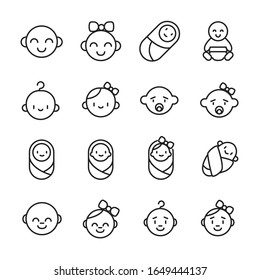 Vector line icons collection of baby. Vector outline pictograms isolated on a white background. Line icons collection for web apps and mobile concept. Premium quality symbols