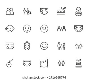 Vector line icons collection of baby. Vector outline pictograms isolated on a white background. Line icons collection for web apps and mobile concept. Premium quality symbols