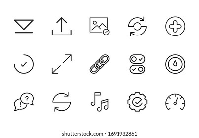 Vector line icons collection of basic. Vector outline pictograms isolated on a white background. Line icons collection for web apps and mobile concept. Premium quality symbols