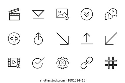 Vector line icons collection of basic. Vector outline pictograms isolated on a white background. Line icons collection for web apps and mobile concept. Premium quality symbols