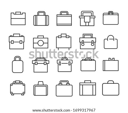 Vector line icons collection of briefcase. Vector outline pictograms isolated on a white background. Line icons collection for web apps and mobile concept. Premium quality symbols