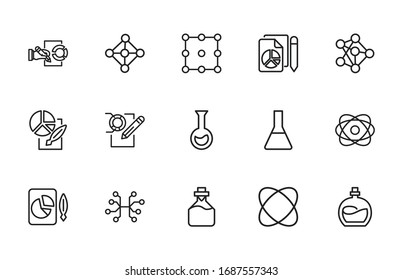 Vector line icons collection of chemistry. Vector outline pictograms isolated on a white background. Line icons collection for web apps and mobile concept. Premium quality symbols
