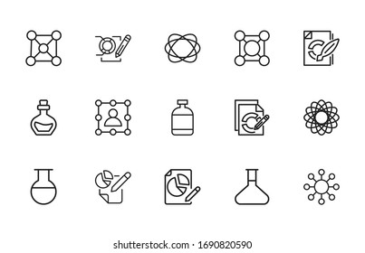 Vector line icons collection of chemistry. Vector outline pictograms isolated on a white background. Line icons collection for web apps and mobile concept. Premium quality symbols