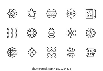 Vector line icons collection of chemistry. Vector outline pictograms isolated on a white background. Line icons collection for web apps and mobile concept. Premium quality symbols