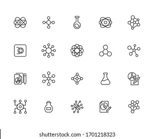 Vector line icons collection of chemistry. Vector outline pictograms isolated on a white background. Line icons collection for web apps and mobile concept. Premium quality symbols