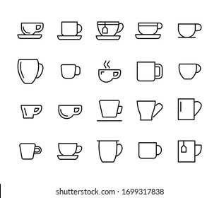 Vector line icons collection of cup. Vector outline pictograms isolated on a white background. Line icons collection for web apps and mobile concept. Premium quality symbols