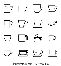 Vector line icons collection of cup. Vector outline pictograms isolated on a white background. Line icons collection for web apps and mobile concept. Premium quality symbols