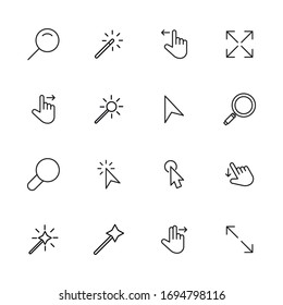 Vector line icons collection of cursors. Vector outline pictograms isolated on a white background. Line icons collection for web apps and mobile concept. Premium quality symbols