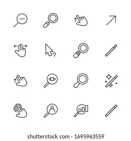 Vector line icons collection of cursors. Vector outline pictograms isolated on a white background. Line icons collection for web apps and mobile concept. Premium quality symbols