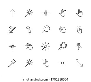 Vector line icons collection of cursors. Vector outline pictograms isolated on a white background. Line icons collection for web apps and mobile concept. Premium quality symbols