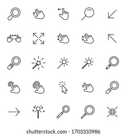 Vector line icons collection of cursors. Vector outline pictograms isolated on a white background. Line icons collection for web apps and mobile concept. Premium quality symbols