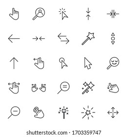 Vector line icons collection of cursors. Vector outline pictograms isolated on a white background. Line icons collection for web apps and mobile concept. Premium quality symbols