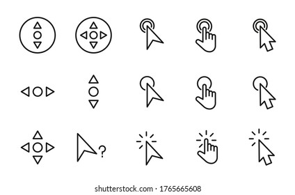 Vector line icons collection of cursors. Vector outline pictograms isolated on a white background. Line icons collection for web apps and mobile concept. Premium quality symbols