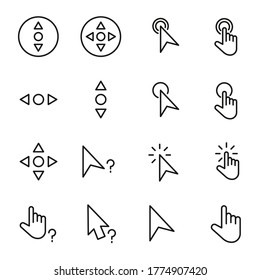 Vector line icons collection of cursors. Vector outline pictograms isolated on a white background. Line icons collection for web apps and mobile concept. Premium quality symbols