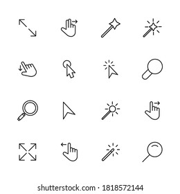Vector line icons collection of cursors. Vector outline pictograms isolated on a white background. Line icons collection for web apps and mobile concept. Premium quality symbols