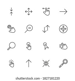 Vector line icons collection of cursors. Vector outline pictograms isolated on a white background. Line icons collection for web apps and mobile concept. Premium quality symbols