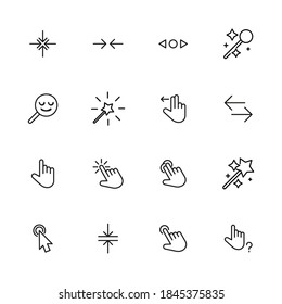 Vector line icons collection of cursors. Vector outline pictograms isolated on a white background. Line icons collection for web apps and mobile concept. Premium quality symbols