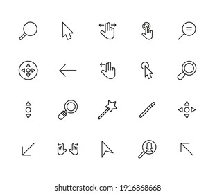 Vector line icons collection of cursors. Vector outline pictograms isolated on a white background. Line icons collection for web apps and mobile concept. Premium quality symbols