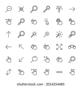 Vector line icons collection of cursors. Vector outline pictograms isolated on a white background. Line icons collection for web apps and mobile concept. Premium quality symbols