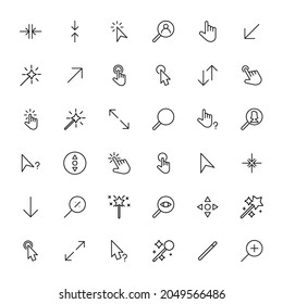 Vector line icons collection of cursors. Vector outline pictograms isolated on a white background. Line icons collection for web apps and mobile concept. Premium quality symbols