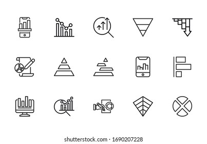 Vector line icons collection of diagram. Vector outline pictograms isolated on a white background. Line icons collection for web apps and mobile concept. Premium quality symbols